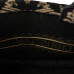 Canvas Embroidered Large Ornamental Cornely Effect Book Tote Black Beige