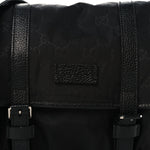 Nylon Monogram Double Buckle Flap Messenger Bag Black