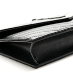 Grain De Poudre Matelasse Chevron Monogram Monochrome Envelope Chain Wallet Black