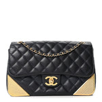 Calfskin Quilted Rock The Corner Flap Navy