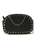 Calfskin Rockstud Mini Crossbody Bag Black