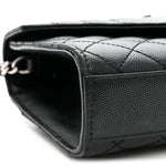 Grain De Poudre Textured Mixed Matelasse Triquilt Small Monogram Satchel Black