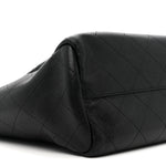 Caviar Stitched Large Lady Coco Shopping Tote Black