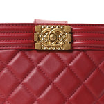 Calfskin Quilted Boy Bucket Bag Red