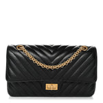 Aged Calfskin Chevron Quilted 2.55 Reissue 225 Flap Black