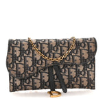 Oblique Saddle Chain Long Wallet  Blue