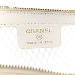Mesh Shiny Lambskin Chain Hobo White