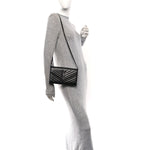 Grain De Poudre Matelasse Chevron Monogram Monochrome Chain Wallet Black