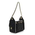 Braided Raffia Calfskin Quilted Mini Chanel 25 Handbag Black White