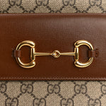 GG Supreme Monogram Small Horsebit 1955 Shoulder Bag Beige Brown Sugar