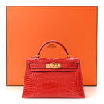 Shiny Alligator Horseshoe Mini Kelly Sellier 20 Rouge de Coeur Rose Mexico