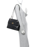 Lambskin CC Flap Shopping Tote Black