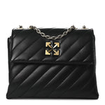 Calfskin Diagonal Quilted Jackhammer 24 Shoulder Bag Black