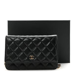 Caviar Quilted Wallet on Chain WOC Black
