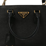 Saffiano Lux Micro Galleria Shoulder Bag Black
