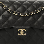 Caviar Quilted Jumbo Double Flap Black