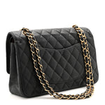 Caviar Quilted Medium Double Flap Black