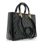 Patent Cannage Large Lady Dior Black