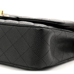 Caviar Quilted Medium Double Flap Black