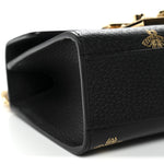 Grained Calfskin Bee Star Small Padlock Shoulder Bag Black