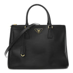 Saffiano Lux Medium Galleria Double Zip Black Black