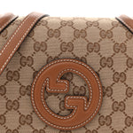 GG Monogram Calfskin Medium Blondie Top Handle Bag Beige Dark Brown
