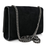 Suede Small Monogram Stone Studded Kate Satchel Black Turquoise Coral