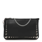 Calfskin Paris Spiked Loubila Chain Clutch Black