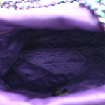 Shiny Calfskin Quilted Rainbow Mini Chanel 22 Purple
