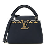 Taurillon Embellished Malletage Crown Mini Capucines Navy