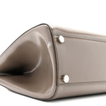Regent Calfskin Large Lady Lock Flap Top Handle Bag Grey