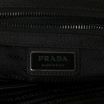 Re-Nylon Saffiano Metal Triangle Logo Briefcase Black