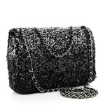 Shaded Sequins Mini Flap Black