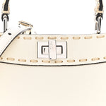 Cuoio Romano Snakeskin Selleria Mini Peekaboo Iconic Satchel White Stone
