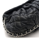 Washed Lambskin Quilted Medium Chain Around Messenger Black