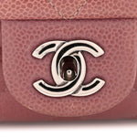 Caviar Quilted Clutch With Chain Flap Purple