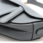 Grained Calfskin Mini Saddle Bag Sky Blue