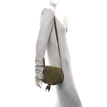 Suede Calfskin Small Marcie Saddle Bag Deep Olive