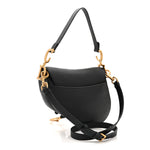 Grained Calfskin Saddle Bag With Strap Black