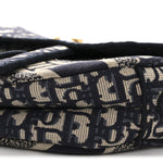 Oblique Embroidered Saddle Bag Blue