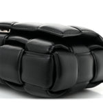 Lambskin Maxi Intreccio Padded Chain Cassette Crossbody Bag Black