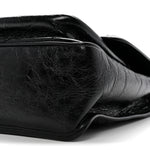 Crinkled Calfskin Matelasse Monogram Medium Niki Chain Satchel Black