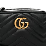 Calfskin Matelasse Mini GG Marmont Chain Shoulder Bag Black