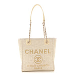 Lurex Boucle Mini Deauville Tote White