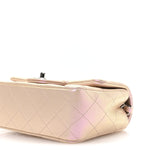 Iridescent Calfskin Quilted Mini Rectangular Flap Pink