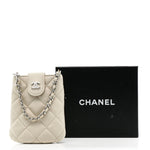 Lambskin Quilted Phone Holder On Chain White