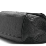 Calfskin Crocodile Embossed Medium West Hollywood Monogram Fold-Over Black