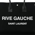 Linen Calfskin Rive Gauche Tote Black