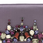 Satin Raso Crystal Embellished Clutch Mirtillo