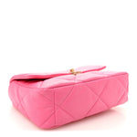 Goatskin Quilted Large Chanel 19 Flap Neon Pink